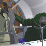 Simulierter Rundgang in eine Windturbine, Gondel